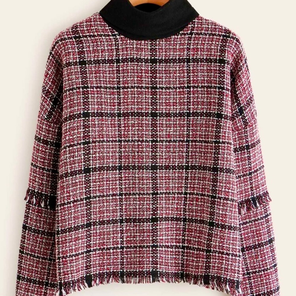 Plaid knitted sweater top